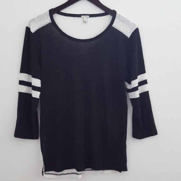 J. Crew Linen Baseball T-Shirt Colorblock 💜 M - Picture 3 of 8